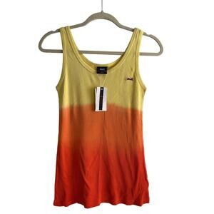 Vintage Le Tigre Yellow Orange Ombre Tank 90s Y2K size Large